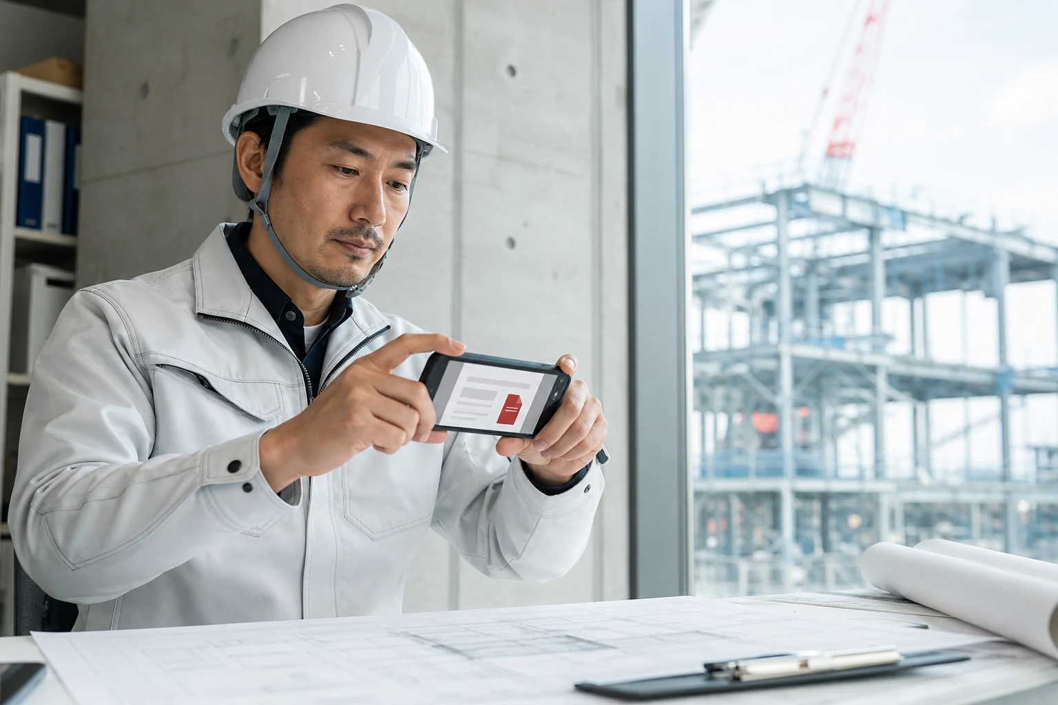 建設現場でテジムを利用する担当者